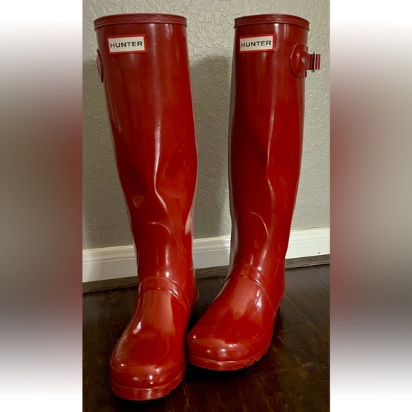 Hunter Shoes - Hunter Original Tall Gloss Rain Boots, Military Red, Women’s 8